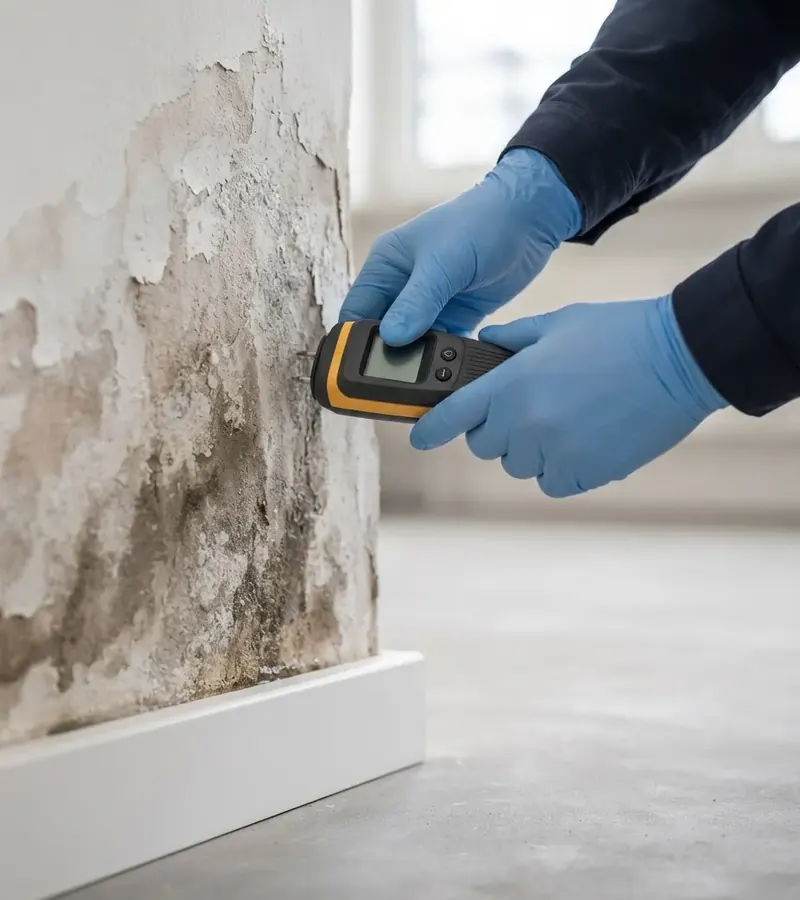 Muro con umidità di risalita e distacco dell'intonaco a Verona